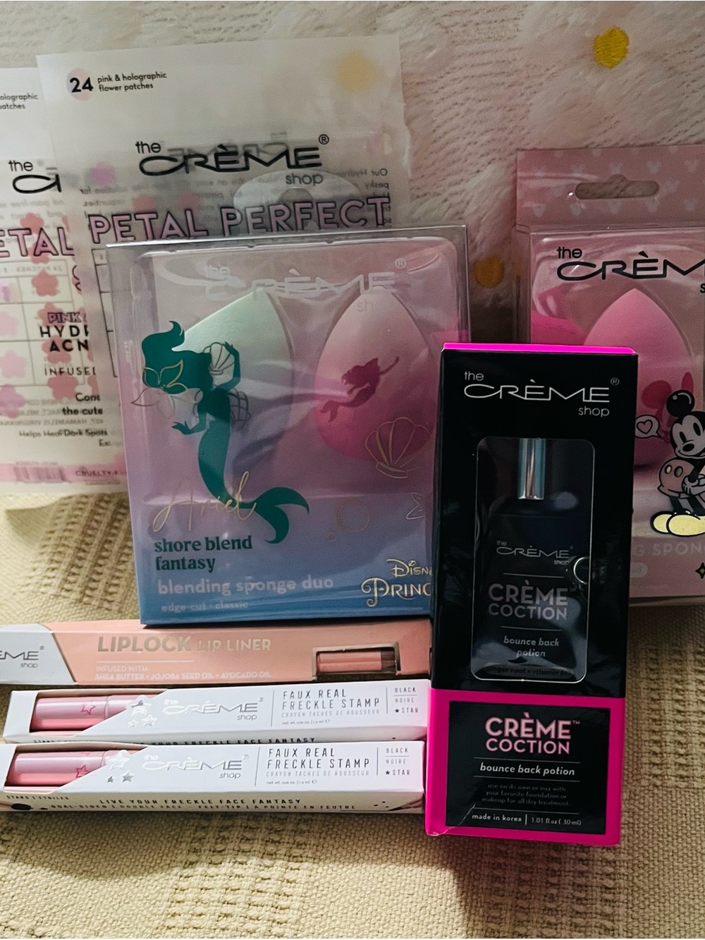 Crème Shop Bundle -Acne Patches, Sponges, Lip Liner, Serum & Freckle/Eye Liner